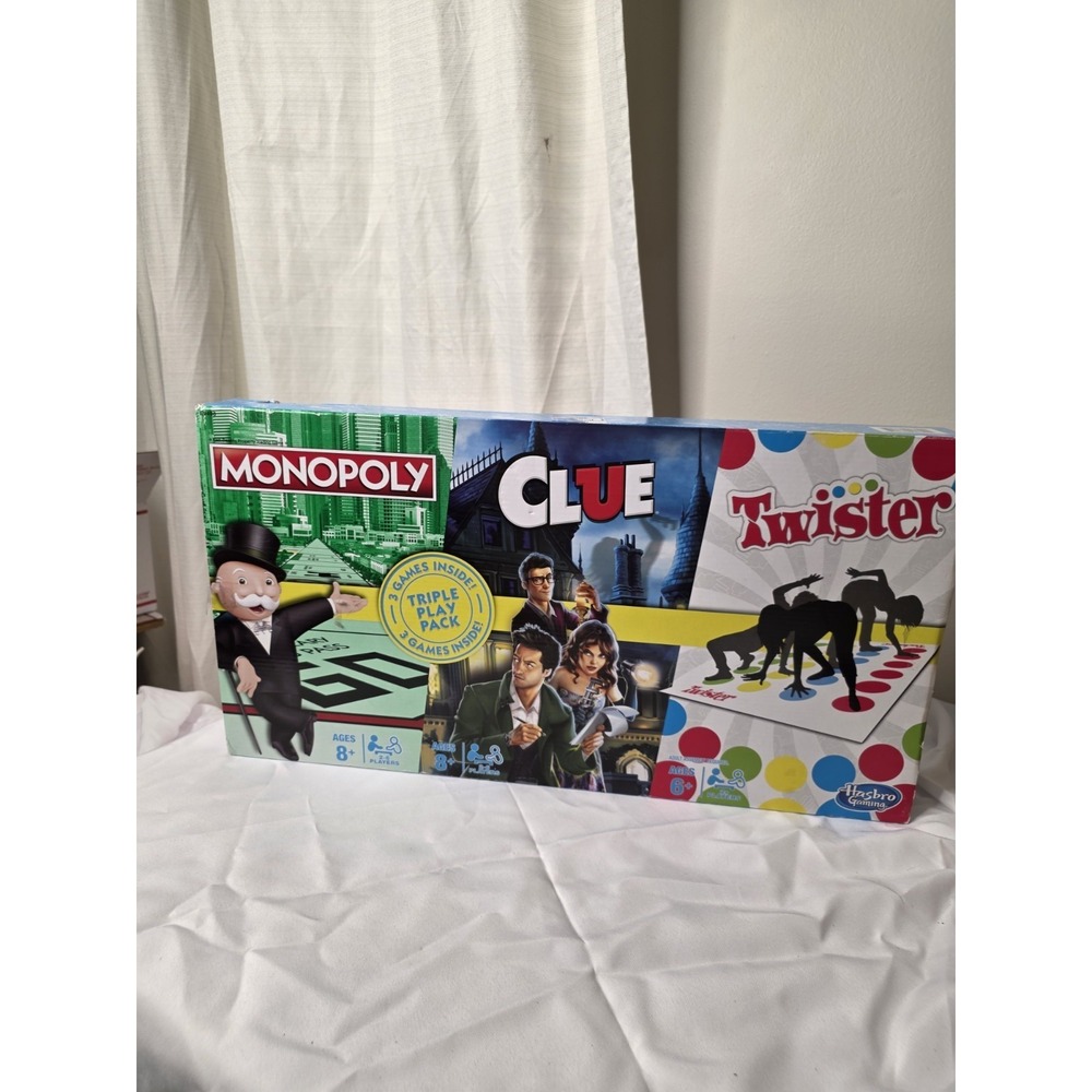 MONOPOLY Clue Twister Triple Play Pack of 3 Family Board Games All In 1🔥